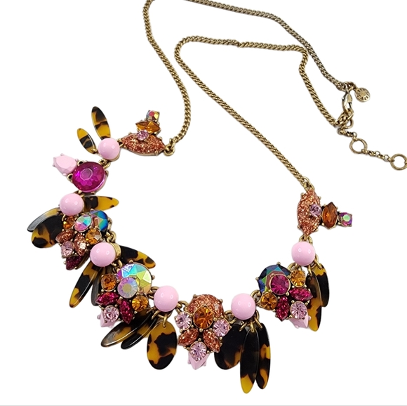 J. Crew Jewelry - J. Crew long statement necklace - aurora borealis, pink glitter, tortoise shell